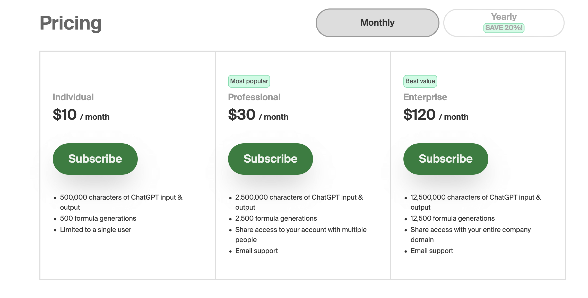 NumerousAIの価格表